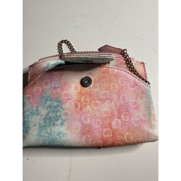 Guess Pastel Tie-Dye Logo Mini Crossbody Bag With Chain Strap & Zip Closure - Picture 8 of 8